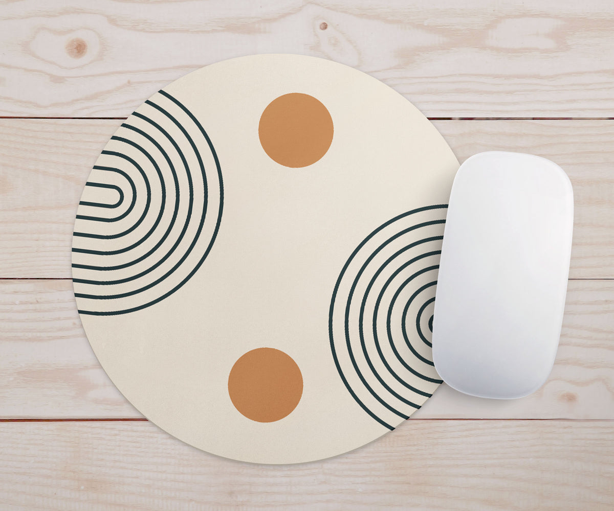 Feblilac Beige Background Semicircle Lines Mouse Pad - view 2