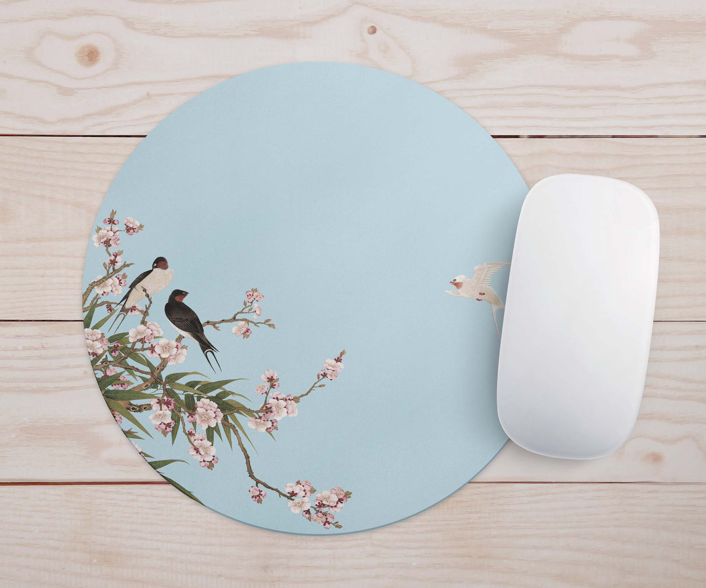 Feblilac Blue Bird Flower Mouse Pad