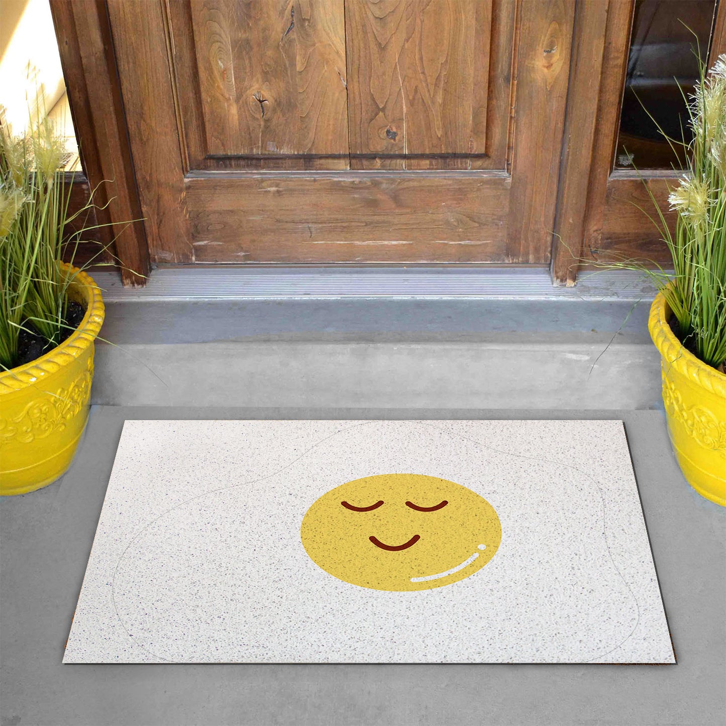 Feblilac Cute Egg Yellow PVC Coil Door Mat