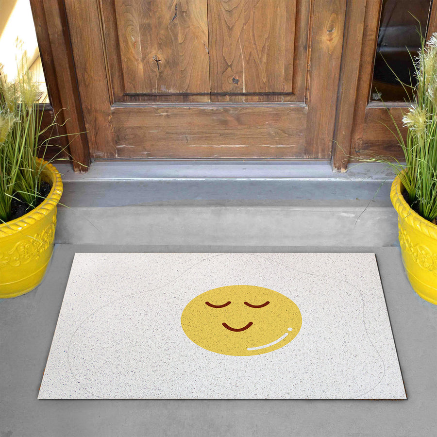 Feblilac Cute Egg Yellow PVC Coil Door Mat - view 2