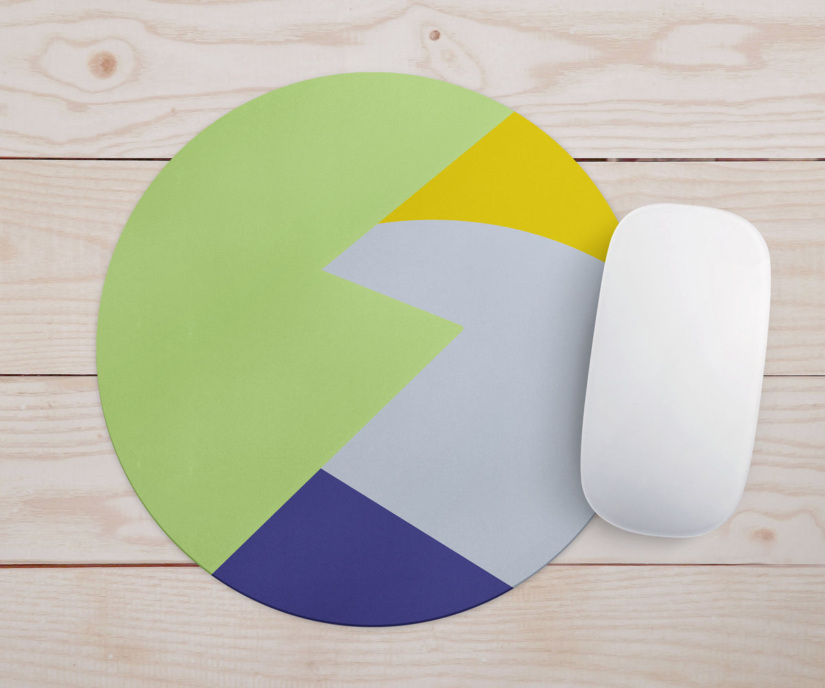 Feblilac Green Blue Yellow Gray Pattern Mouse Pad - view 2