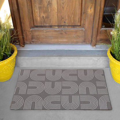 Feblilac Grey U Shaped Pattern PVC Coil Door Mat