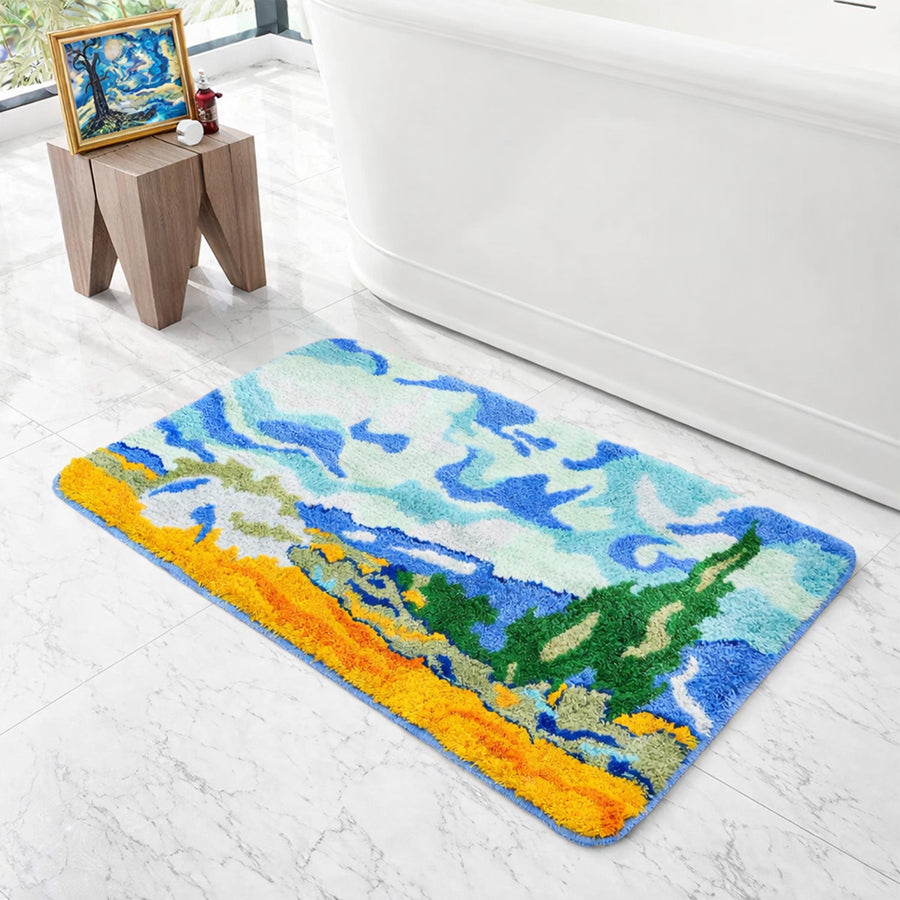 Feblilac Van Gogh Wheat Field Tufted Bath Mat - view 2