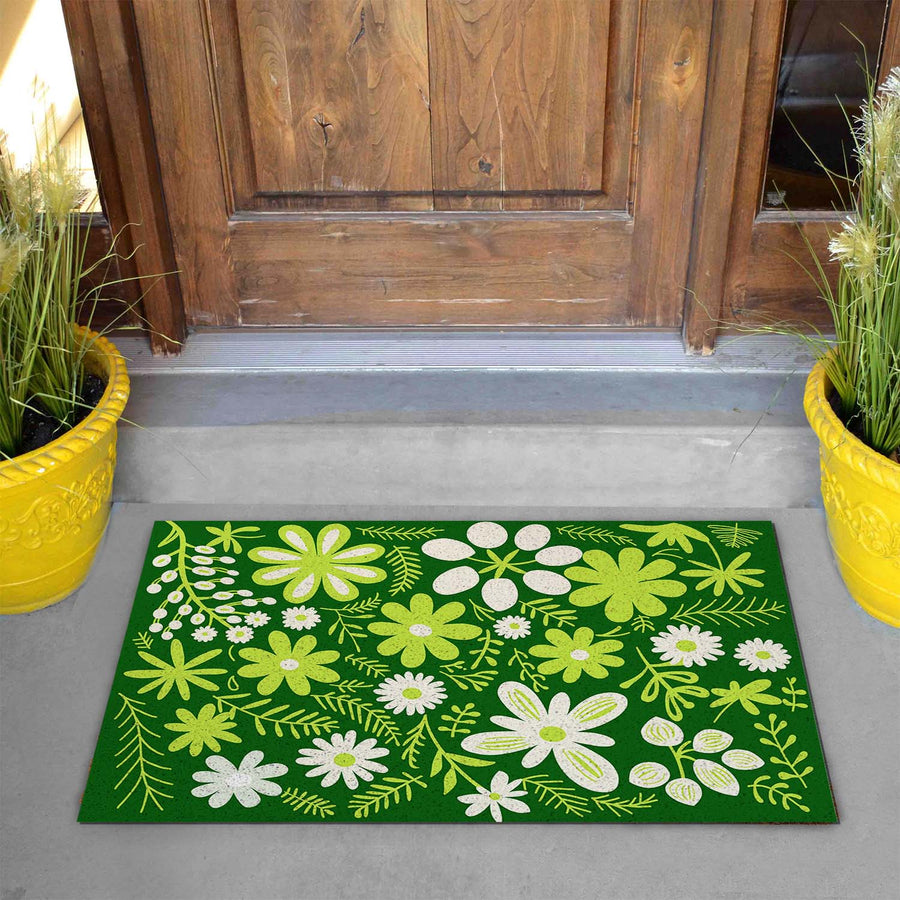 Feblilac Green Flowers PVC Coil Door Mat - view 2