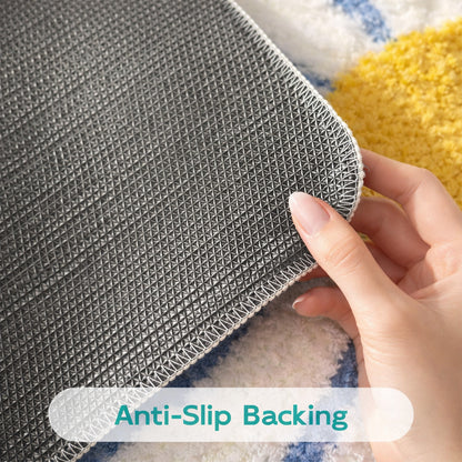 Feblilac Blue/Green/ Grey Daisy Runner Mat for Bedroom Bathroom, 50x120cm / 20"x47"