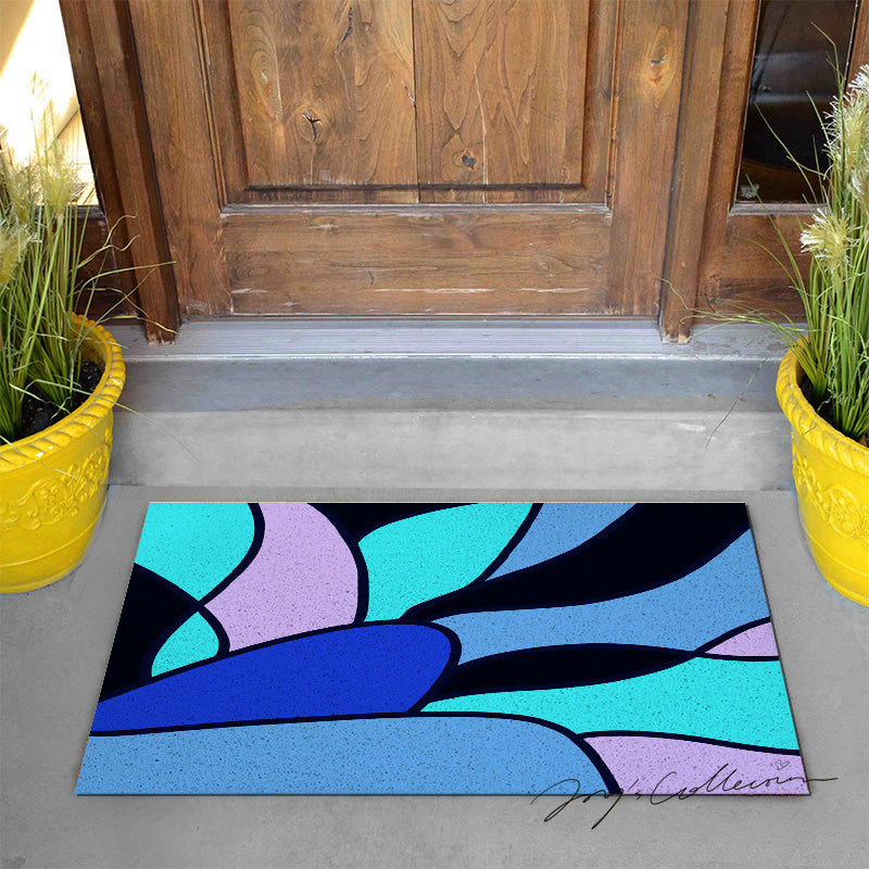 Feblilac Colorful Abstract Sea Geometric PVC Coil Door Mat - view 2