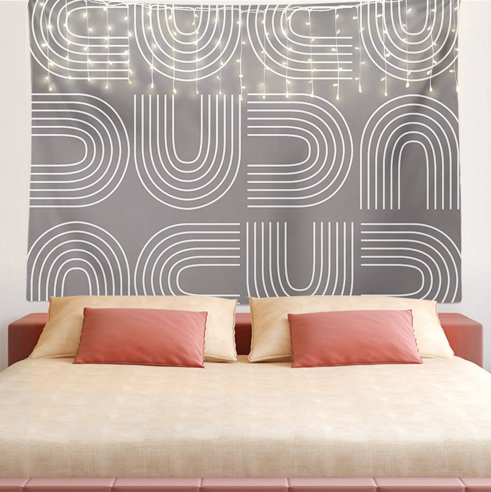 Feblilac Grey U Shaped Pattern Tapestry