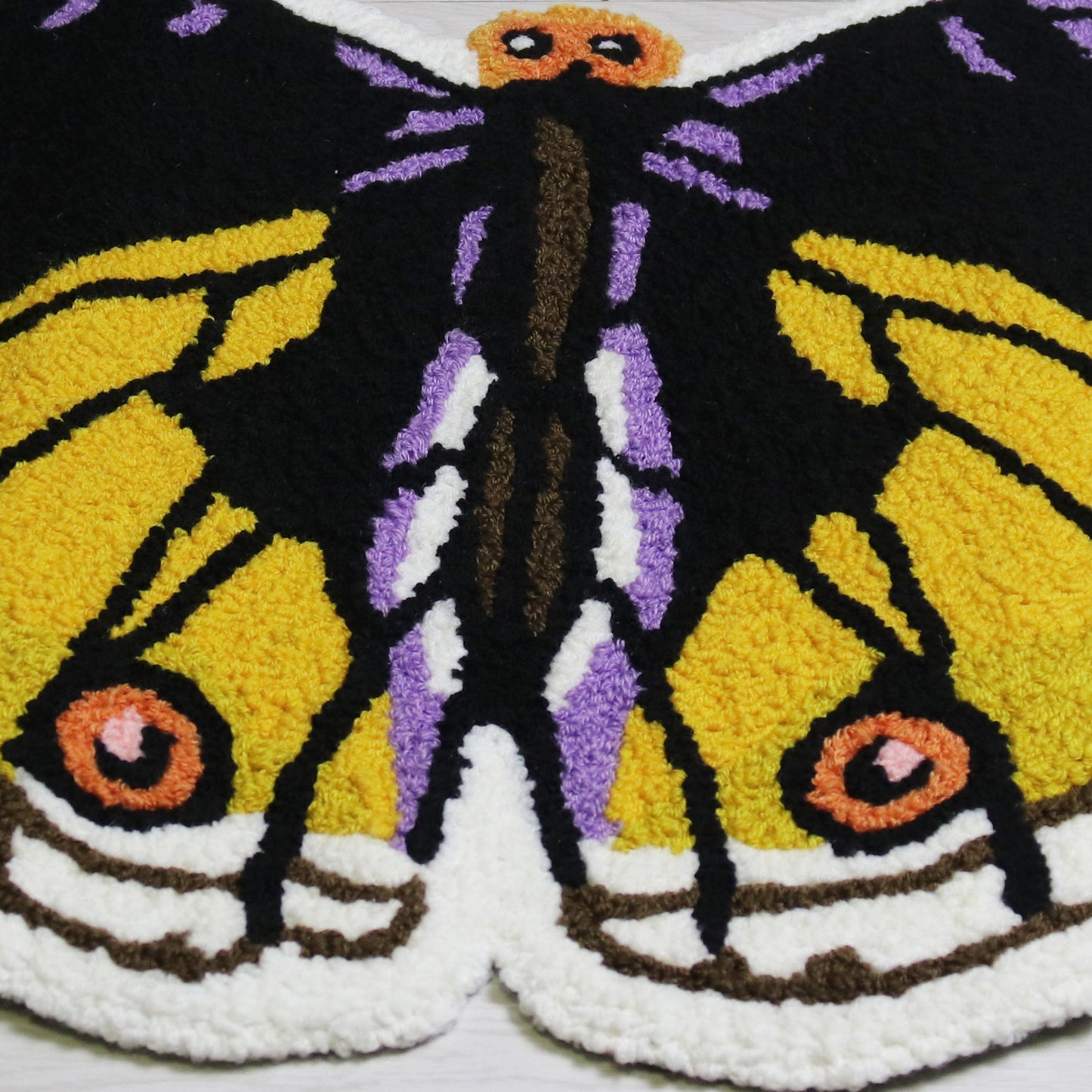 Feblilac Yellow Butterfly Tufted Bath Mat