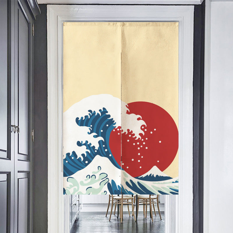 Feblilac Ukiyoe Waves Sunset Door Curtain @Frank’s design