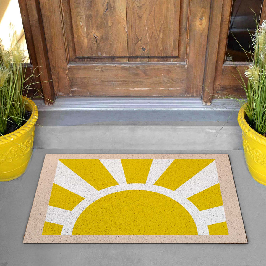 Feblilac Yellow Sun Pink Border PVC Coil Door Mat - view 2