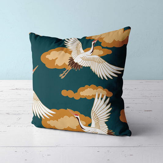 Feblilac Blue Background Crane Cushion Covers Throw Pillow Covers