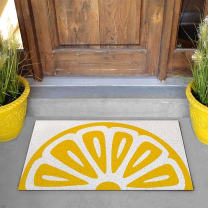 Feblilac Semicircle Golden Lemon PVC Coil Door Mat