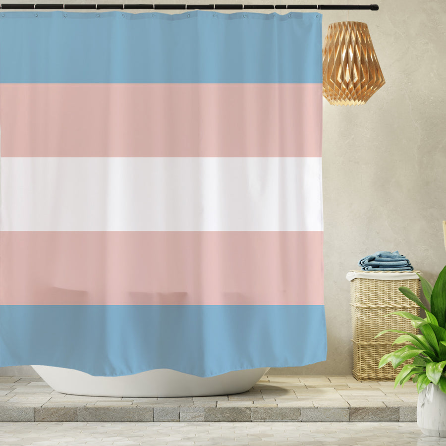 Feblilac Pink Blue White LGBT Flag Shower Curtain with Hooks - view 2