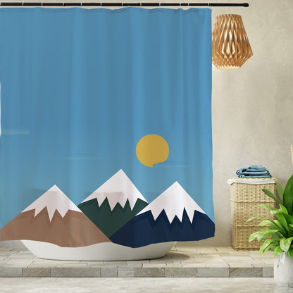 Feblilac Snow Mountain Shower Curtain with Hooks