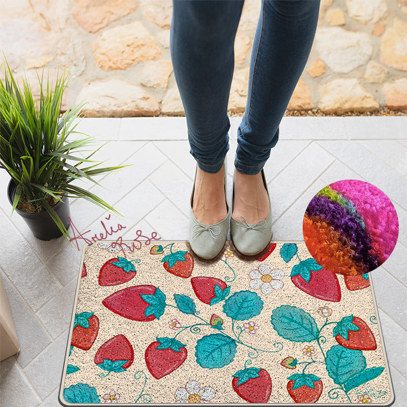 Feblilac Strawberries and Cream Nylon Door Mat by AmeliaRose Illustrations from UK