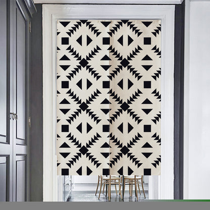 Feblilac Black and White Diamond Pattern Door Curtain