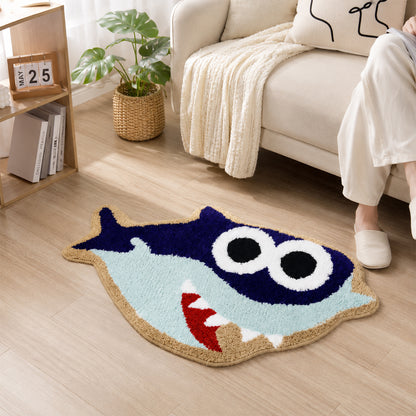 Feblilac Cute Shark Bath Mat for Kids Bathroom