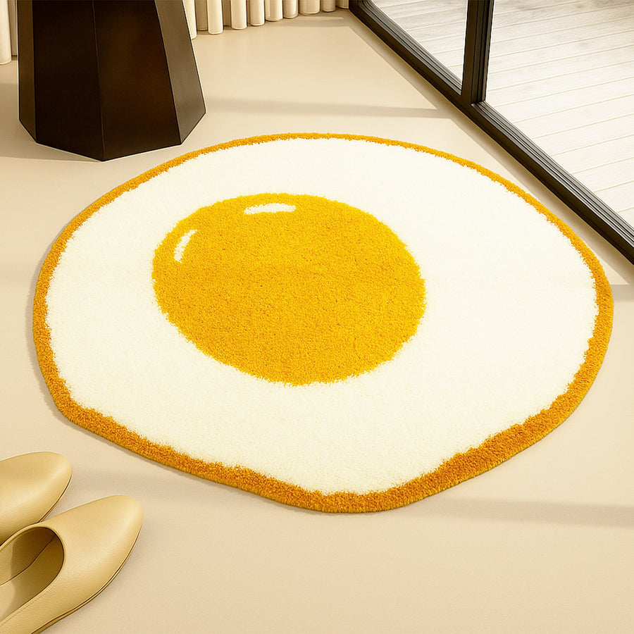 Feblilac Fried Egg with Burnt Edges Tufted Bath Mat - view 2