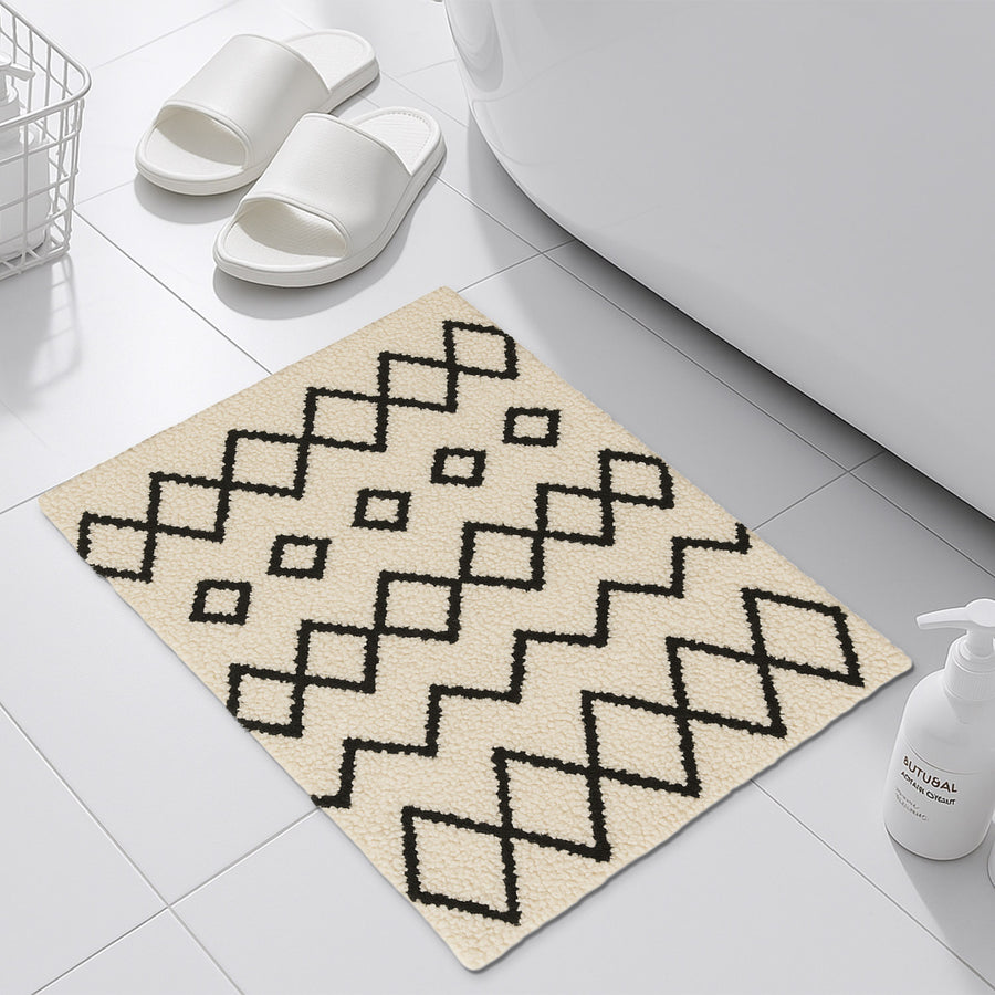 Feblilac Modern Geometric Bohemia Bath Mat, Modern Rug for Bathroom - view 2