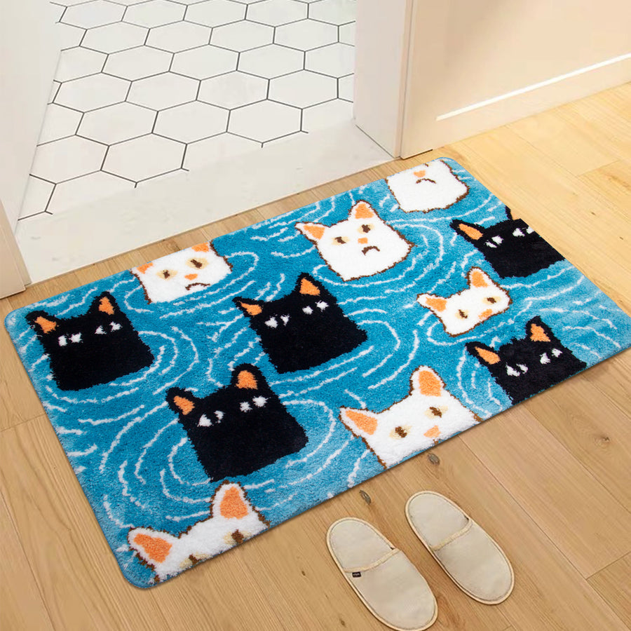 Feblilac Cats In the Water Tufted Bath Mat