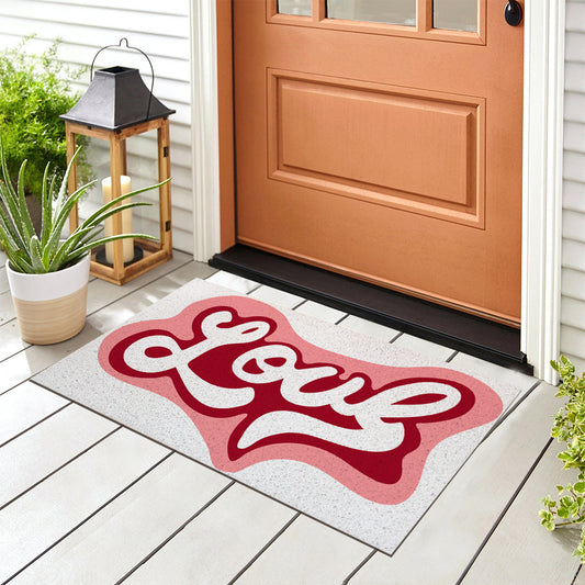 Feblilac Pink LOVE PVC Coil Door Mat