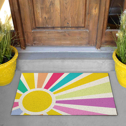 Feblilac Rainbow Sun Rays PVC Coil Door Mat