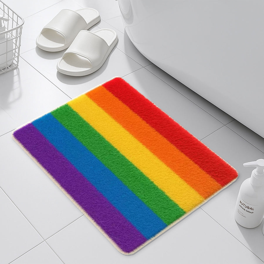 Feblilac Rainbow Colors LGBT Flag Tufted Bath Mat - view 3