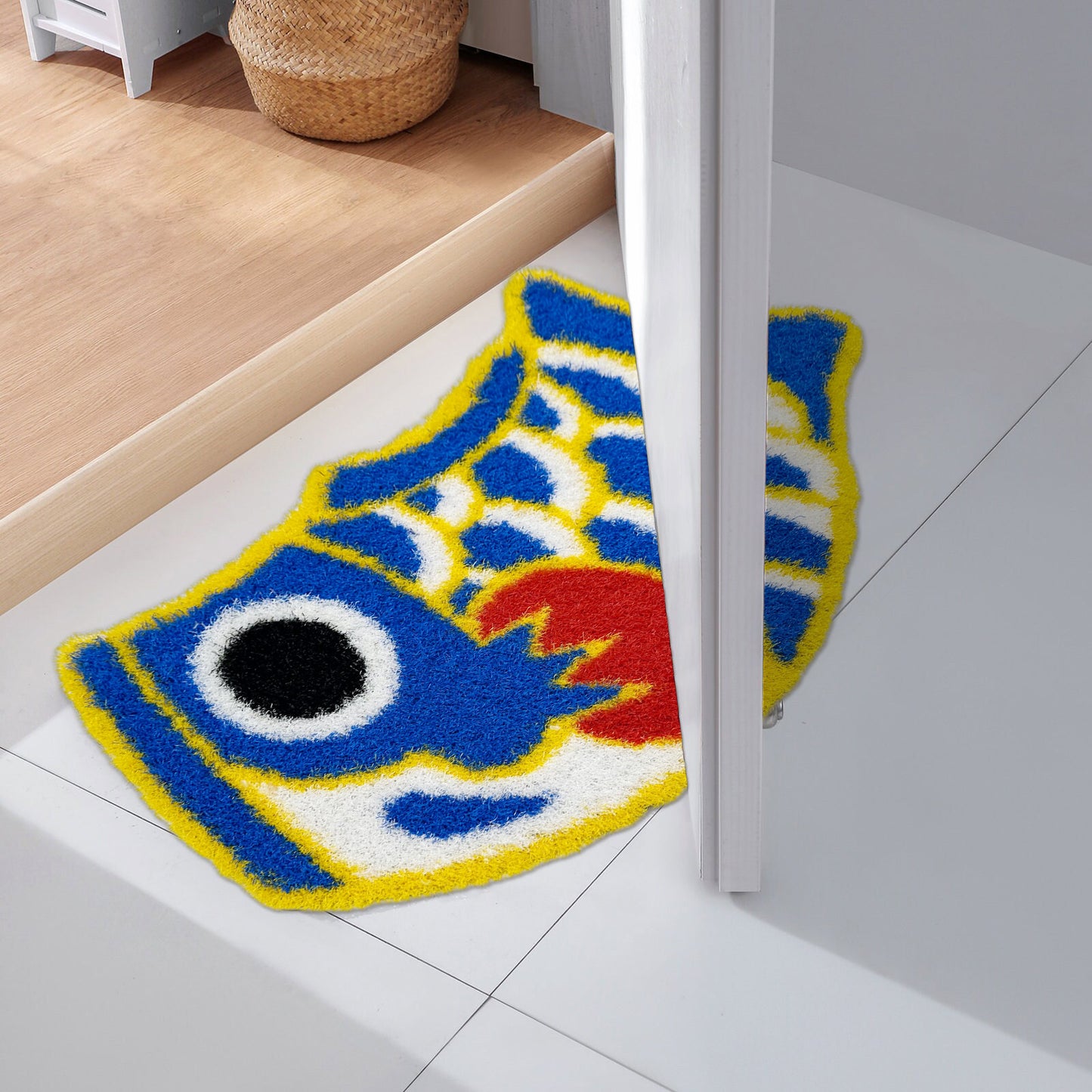 Feblilac Plastic Wire Blue Koi PVC Coil Door Mat