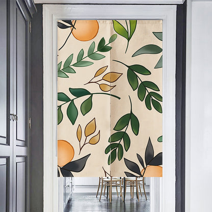 Feblilac Oranges and Leaves Door Curtain