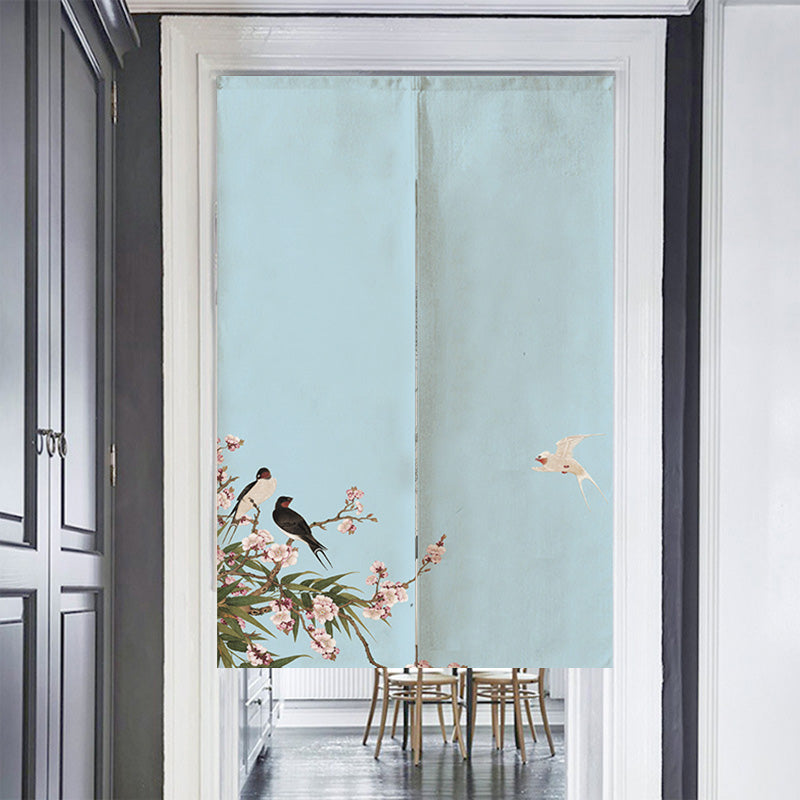 Feblilac Blue Bird Flower Door Curtain