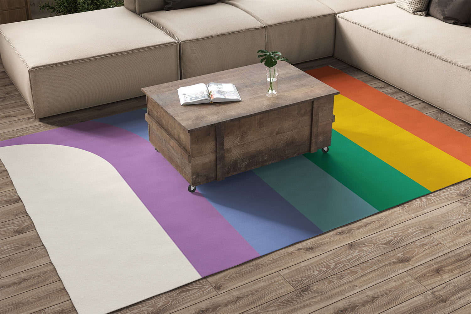Feblilac Rainbow and Sun Handmade Tufted Acrylic Livingroom Carpet Area Rug