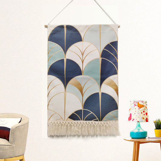 Feblilac Blue Wave Handmade Macrame Hanging Wall Decor Art