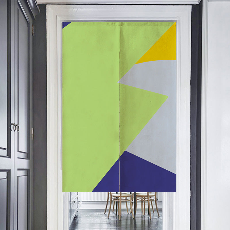 Feblilac Green Blue Yellow Gray Pattern Door Curtain