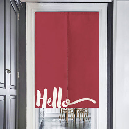 Feblilac Red Background Hello Door Curtain