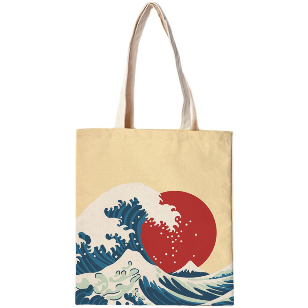 Feblilac Ukiyoe Waves Sunset Canvas Tote Bag @Frank’s design