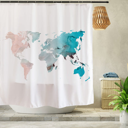 Feblilac Wave Map Shower Curtain with Hooks