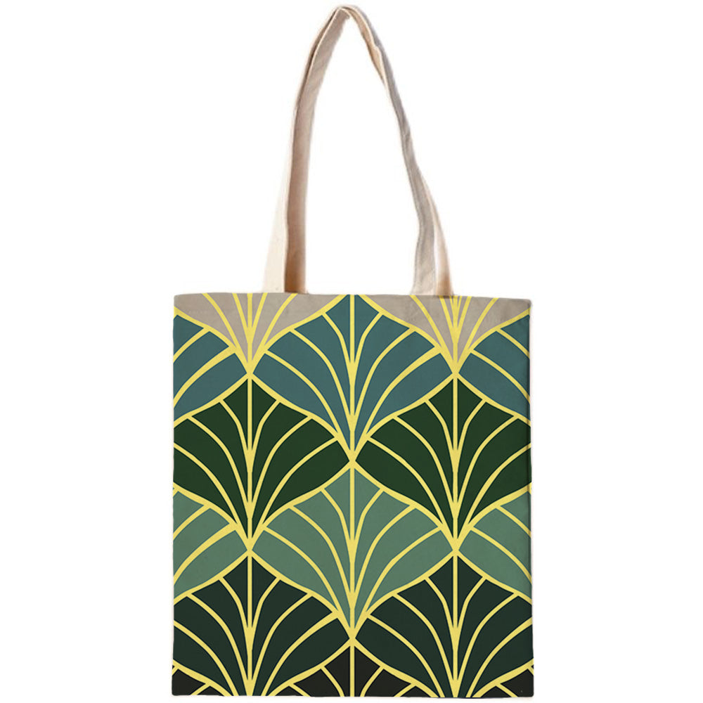 Feblilac Golden Green Ginkgo Leaves Canvas Tote Bag