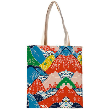 Feblilac Colorful Mountains Canvas Tote Bag