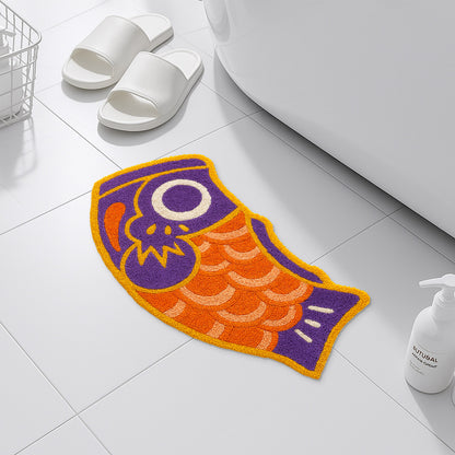 Feblilac Koi Fish Tufted Bath Mat – Colorful Non-Slip Absorbent Rug for Bathroom, Entryway & Bedroom