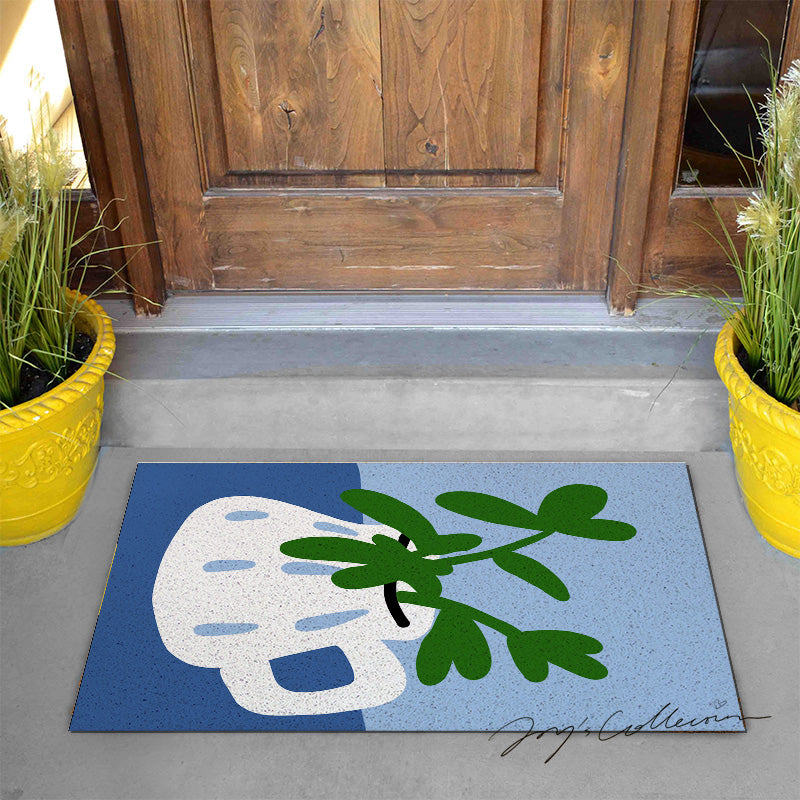 Feblilac White Vase and Greenery PVC Coil Door Mat - view 2