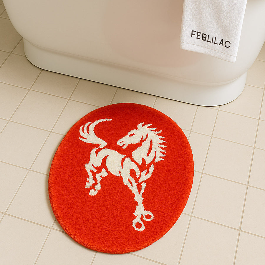 Feblilac Ink Painting Horse Tufted Bath Mat - view 2