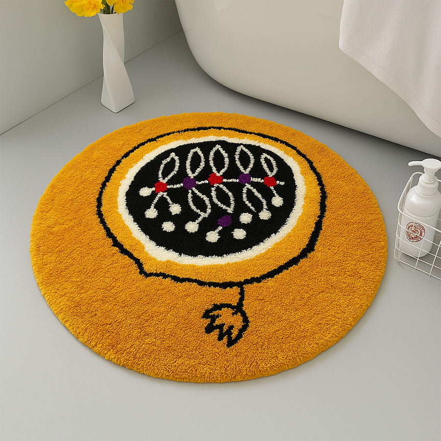 Feblilac Pomegranate Tufted Bath Mat – Round Bold Fruit Design, Soft & Eye-Catching Bathroom Rug - view 3