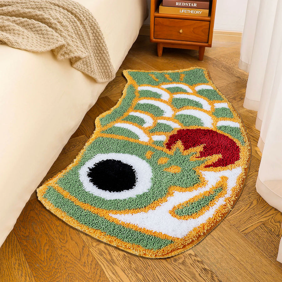 Feblilac Cute Green Koi Fish Long Runner Mat, Extra Big Bedroom Mat - view 2