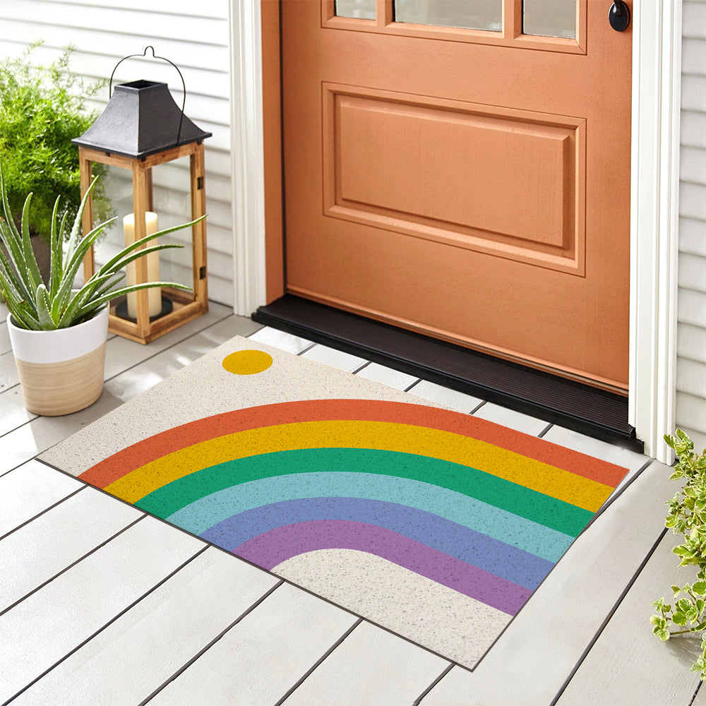Feblilac Rainbow and Sun PVC Coil Door Mat