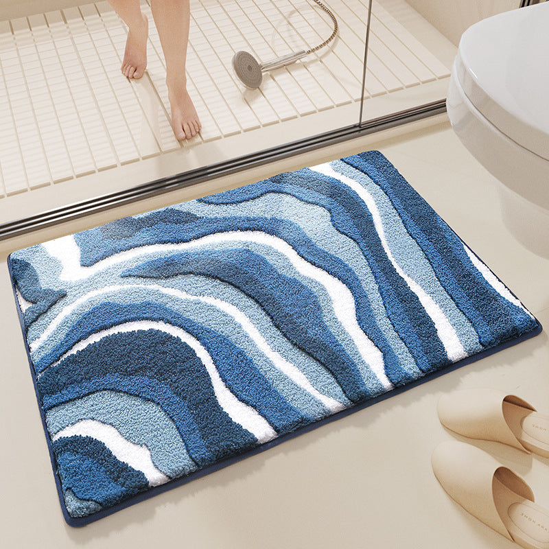 Feblilac Nordic Style Wavy Lines Tufted Bath Mat