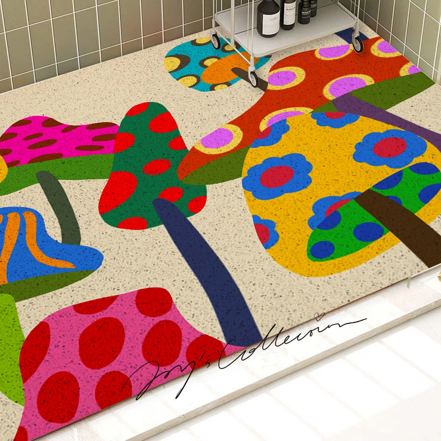 Feblilac Color Mushroom PVC Coil Bathtub Mat and Shower Mat