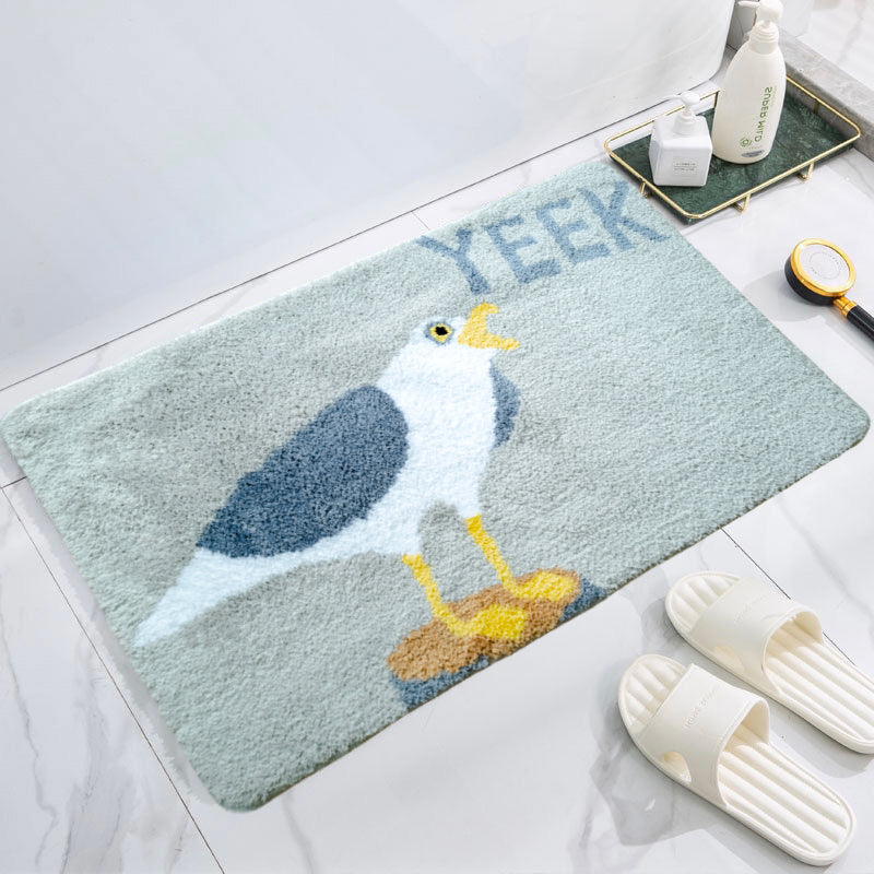 Feblilac Grey Gull Bathroom Mat, Cute Seagull Bath Mat, Fun YEEK Rug