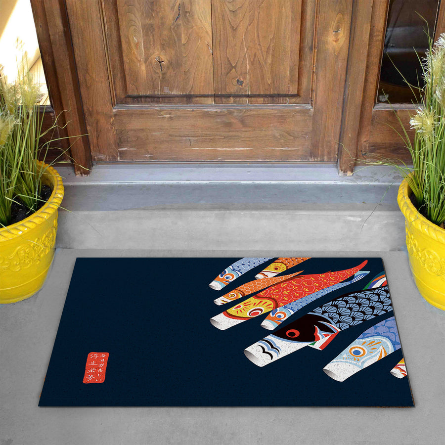 Feblilac Colorful Koi Flags PVC Coil Door Mat - view 2