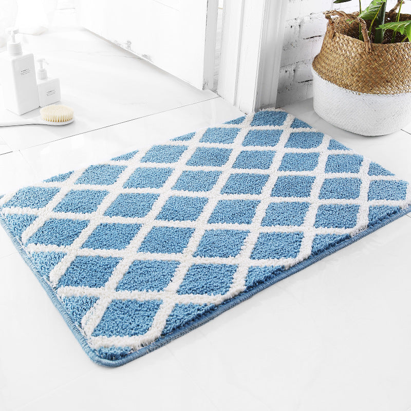 Feblilac Rhombus Grid Geometry Tufted Bath Mat