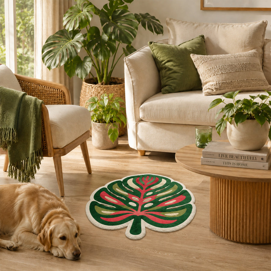 Feblilac Tropical Leaf Tufted Rug - view 2